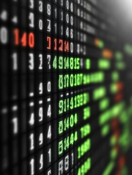 Abstract financial data stream with numeric values and dynamic information layout