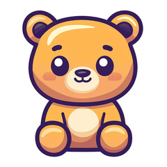 Fototapeta premium Bear, Teddy, cute Clip-art cartoon character, flat vector on transparent background. Design for Kids