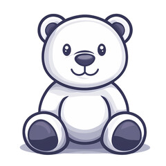 Fototapeta premium Bear, Teddy, cute Clip-art cartoon character, flat vector on transparent background. Design for Kids