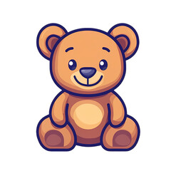 Obraz premium Bear, Teddy, cute Clip-art cartoon character, flat vector on transparent background. Design for Kids