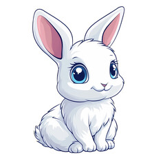 Rabbit, bunny, cute Clip-art cartoon character, flat vector on transparent background. Design for Kids
