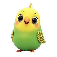 Obraz premium A cartoon parakeet smiling isolated over png transparent background