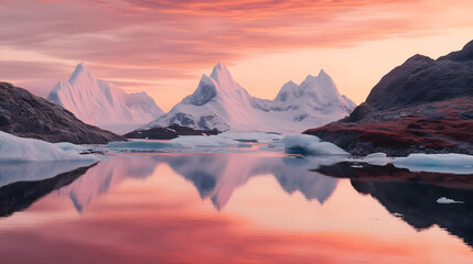 Sunrise mountain lake reflection serenity nature