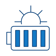 Solar Battery Blue Icon. Solar Energy, Solar Panel, Green Energy, Sun Energy, Solar Battery, Energy Saving, Solar House, Ecology, Electricity, Renewable Energies Editable Stroke Vector Illustration