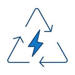 Recycle Electricity Blue Icon. Solar Energy, Solar Panel, Green Energy, Sun Energy, Solar Battery, Energy Saving, Solar House, Ecology, Electricity, Renewable Energies Editable Stroke Vector Illustrat