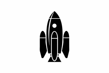 Space rocket ship icon silhouette vector illustration isolated on white background