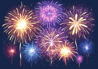 Naklejka premium Fireworks, a simple vector illustration with a white background