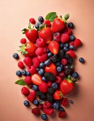 Obraz premium A collection of mixed berries strawberries, blueberries, raspberries arranged
