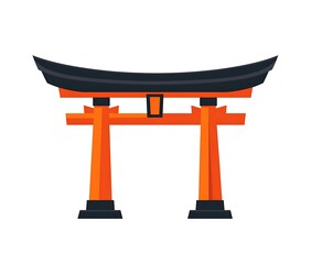 Japanese torii gate icon, simple flat style illustration with white background