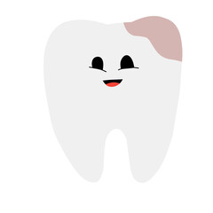 Vector illustration of cute cartoon tooth character.