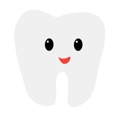 Vector illustration of cute cartoon tooth character.