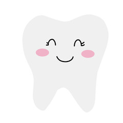 Vector illustration of cute cartoon tooth character.
