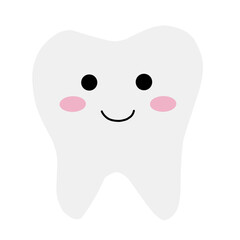 Vector illustration of cute cartoon tooth character.