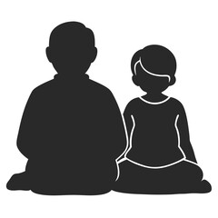 grandparents sitting on a bench silhouette vector illustration isolated on white background