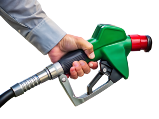 Gas Pump Nozzle: Hand Holding Fuel Dispenser
