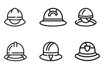 Fototapeta premium Set of summer labor hat,cap icon vector icon illustration on white background.