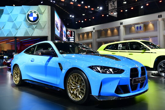 Thailand-March 26,2025: The all-new BMW M4 CS series coupe displayed at the 46 Bangkok International Motor Show
