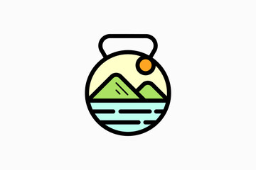 mountain fitness logo design vector