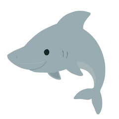 Fototapeta premium shark sticker icon cute sea creature vector illustration