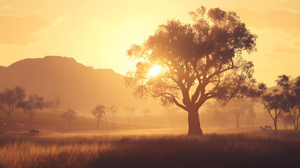 Obraz premium Sunset yoga silhouette peaceful wellness