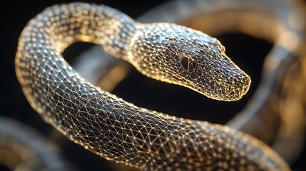Fototapeta premium Abstract Snake with Connected Lines and Glowing Effect