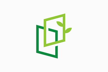 window leaf logo design vector