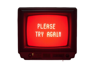 Old tv screen error message isolated over png transparent background