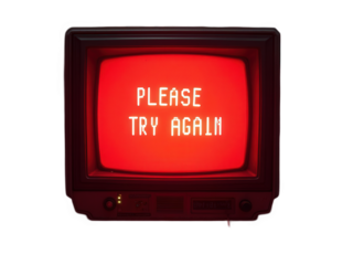 Old tv screen error message isolated over png transparent background
