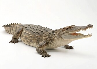 Naklejka premium Large Crocodile Reptile Wildlife Animal Closeup Studio Shot on White Background