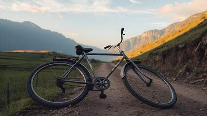 Obraz premium bicycle on road ai 