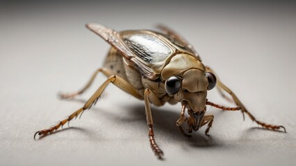 A close-up shot of a bed bug magnified through a handheld magnifying glass placed on a white