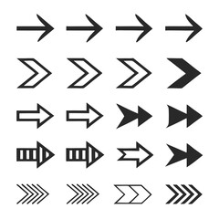 Set of arrow icons in various directions for web and design use