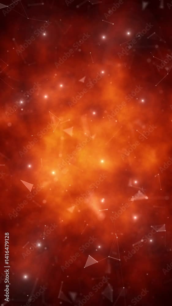 Wall mural dangerous artistic looping fire flames with futuristic lines and dots vertical animation background.