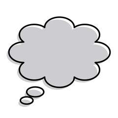 モコモコ考えるシンプルフキダシ　グレー