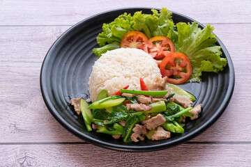 Stir Fried Chinese Broccoli on Rice