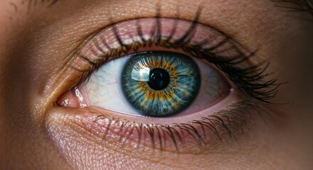 Mesmerizing Human Eye in Blue-Green with Detailed Iris Pattern