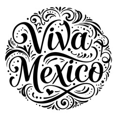Ornate, stylized lettering design perfect for Mexican-themed marketing materials, celebrations, or educational resources.  Black text on white background.