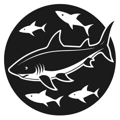 Big Shark vector silhouette illustration isolated on white background