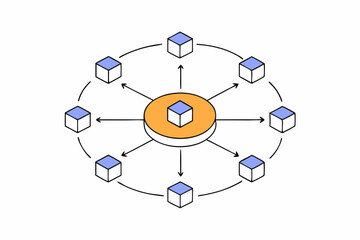 API Integration Hub Icon	Flat icon representing centralized API connections for SaaS platforms and cloud apps.