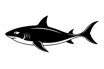 Big Shark vector silhouette illustration isolated on white background