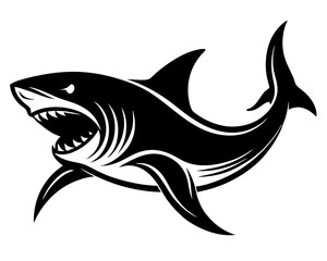 Big Shark vector silhouette illustration isolated on white background