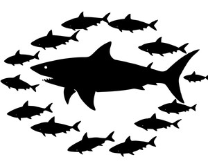 Big Shark vector silhouette illustration isolated on white background