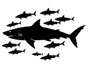 Big Shark vector silhouette illustration isolated on white background