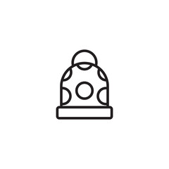 A beanie hat with a polka dot pattern and a pompom on top.