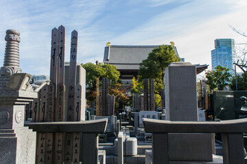 Tumbas en un templo sintoista en el centro de tokio