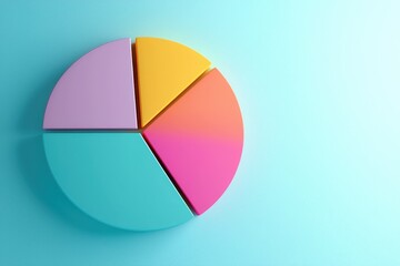 Creative colorful pie chart illustration digital art modern design vibrant background