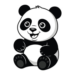 Cute panda cartoon isolated on white background. Vector stock