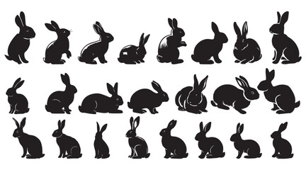 Rabbit Silhouette Collection – Cute Bunny Vector Set for Easter, Spring, and Woodland Designs