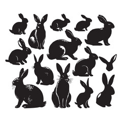 Rabbit Silhouette Collection – Cute Bunny Vector Set for Easter, Spring, and Woodland Designs
