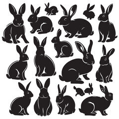 Rabbit Silhouette Collection – Cute Bunny Vector Set for Easter, Spring, and Woodland Designs